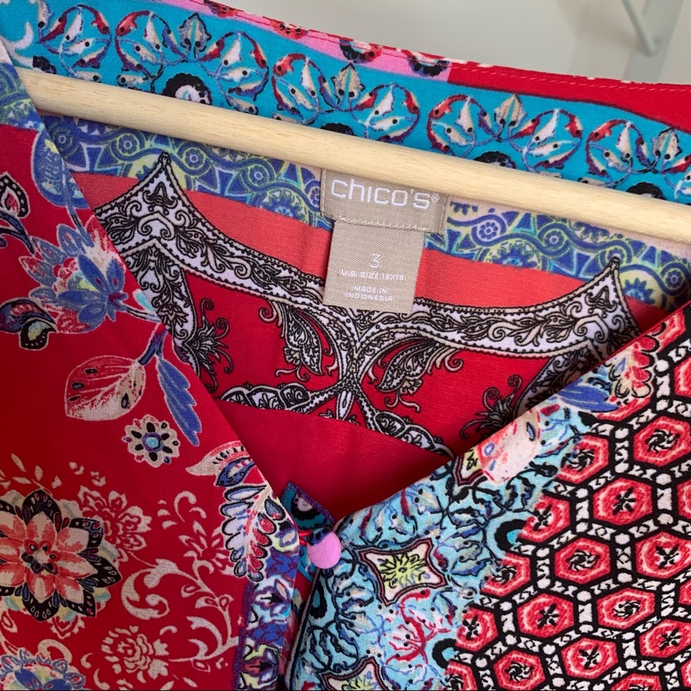 Chico’s • 3 • Patchwork Peplum Flutter Sleeve - image 4